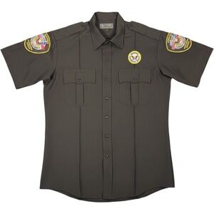 Tact Squad Mens Security Uniform Shirt Kerberos International Patches Black L